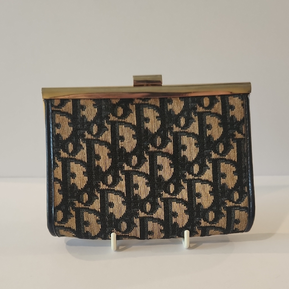 Dior Vintage Trotter Blue Monogram Canvas & Leather  Cosmetic Pouch